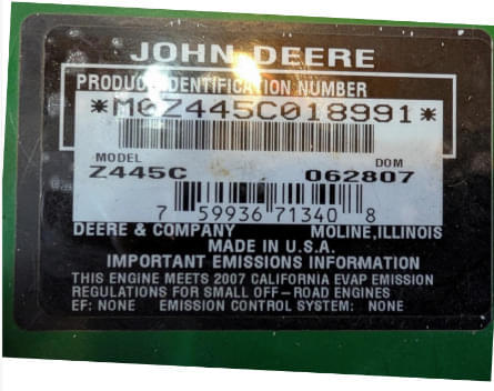 Image of John Deere Z445 equipment image 4