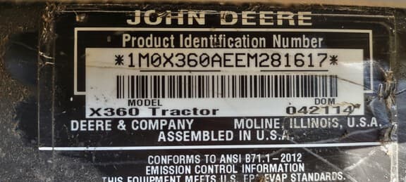 Image of John Deere X360 equipment image 4