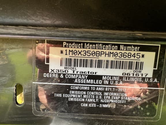 Image of John Deere X350 equipment image 4