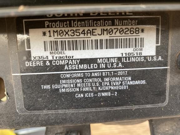 Image of John Deere X354 equipment image 2