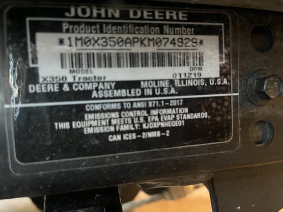 Image of John Deere X350 equipment image 1