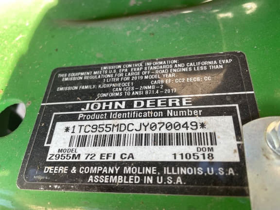 Image of John Deere Z955M equipment image 4