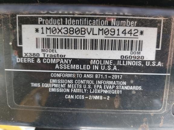 Image of John Deere X380 equipment image 2