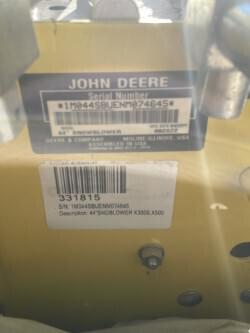 Image of John Deere 44" Snowblower equipment image 1
