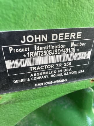 Image of John Deere 7R 250 equipment image 1