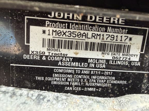 Image of John Deere X350 equipment image 4