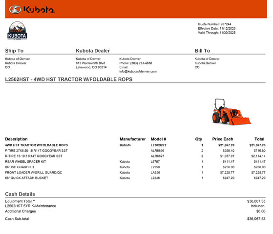 2025 Kubota L2502HST Equipment Image0