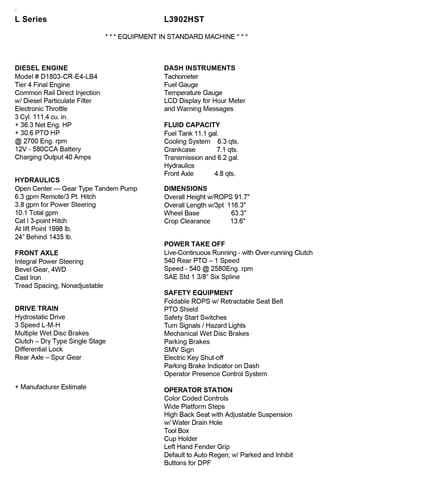 2025 Kubota L3902HST Equipment Image0